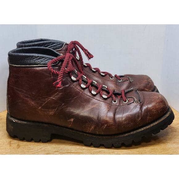 VTG Milo Boots Mens 11M Brown Thick Leather Mountain Vibram USA Needs Insoles main image 5